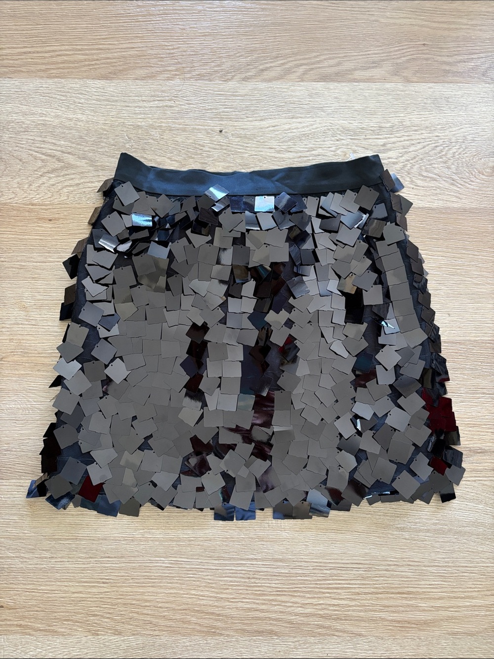 NONchalant Black Square-Sequin Mini Skirt